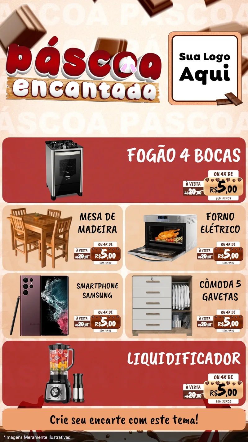 Modelo de TV para TV Vertical com o tema Páscoa Encantada para Móveis e Eletro