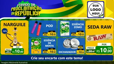 Modelo de TV para TV Horizontal com o tema Feriado da Proclamação da República para Tabacaria
