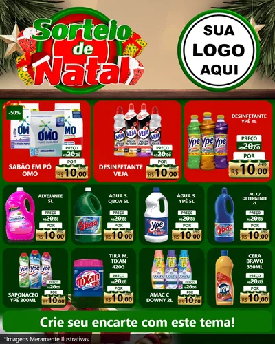 Modelo de Rede Social para Feed Instagram com o tema Sorteio de Natal para Produtos de Limpeza
