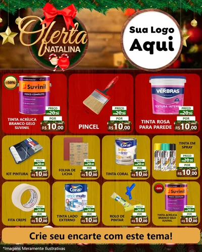 Modelo de Rede Social para Feed Instagram com o tema Ofertas Natalina para Tintas e Ferramentas