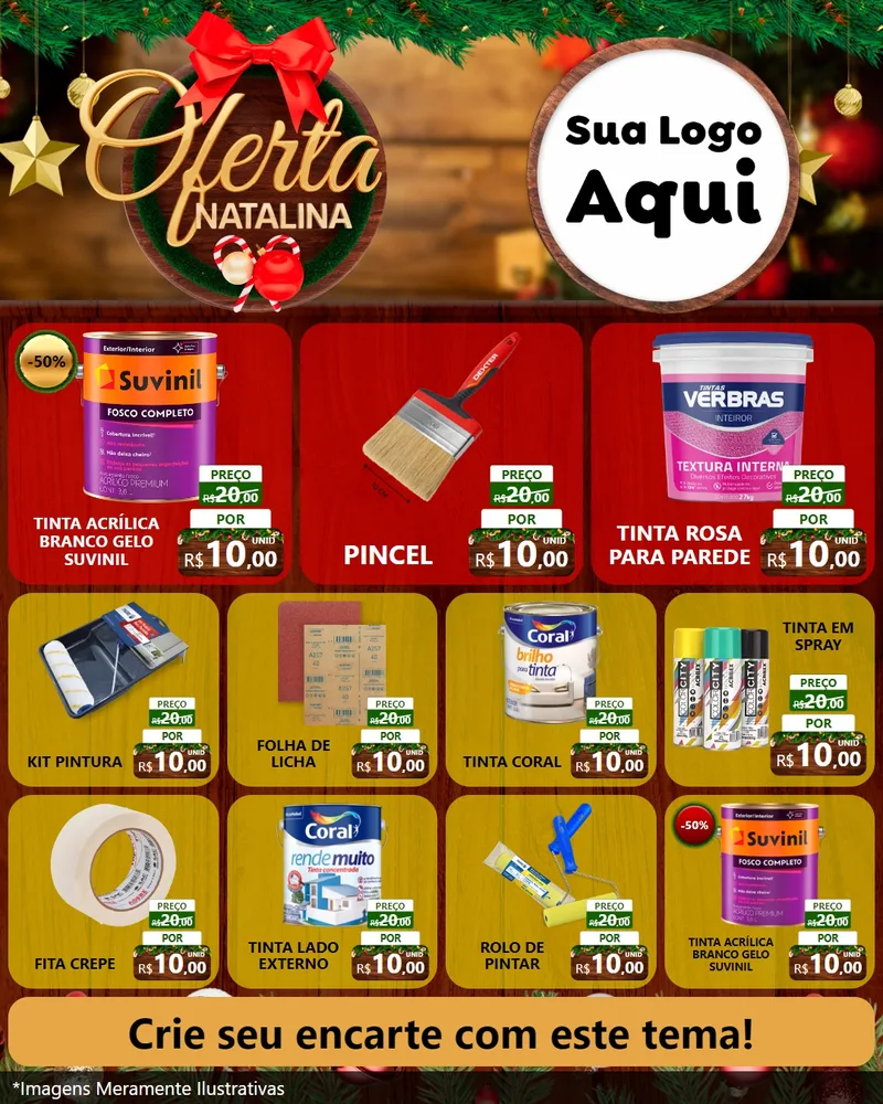 Modelo de Rede Social para Feed Instagram com o tema Ofertas Natalina para Tintas e Ferramentas