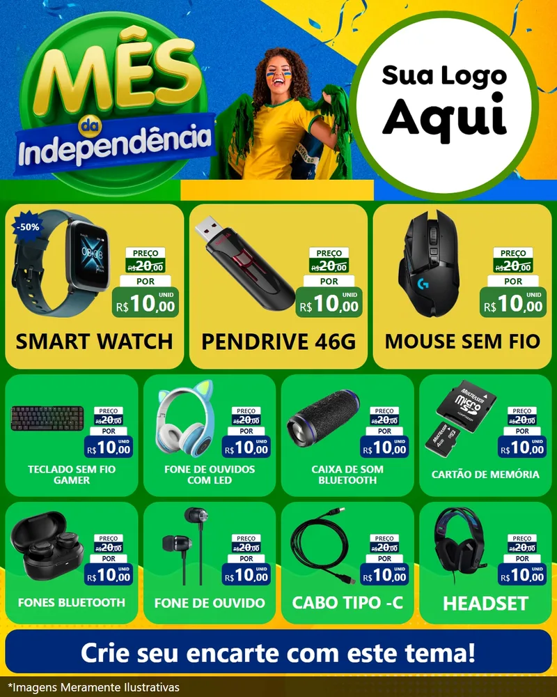 Modelo de Rede Social para Feed Instagram com o tema Mês da Independência para Informática