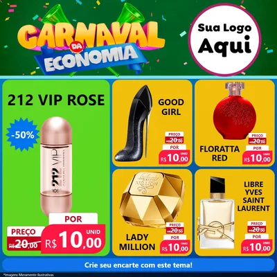 Modelo de Rede Social para Feed Facebook com o tema Carnaval da Economia para Perfumes