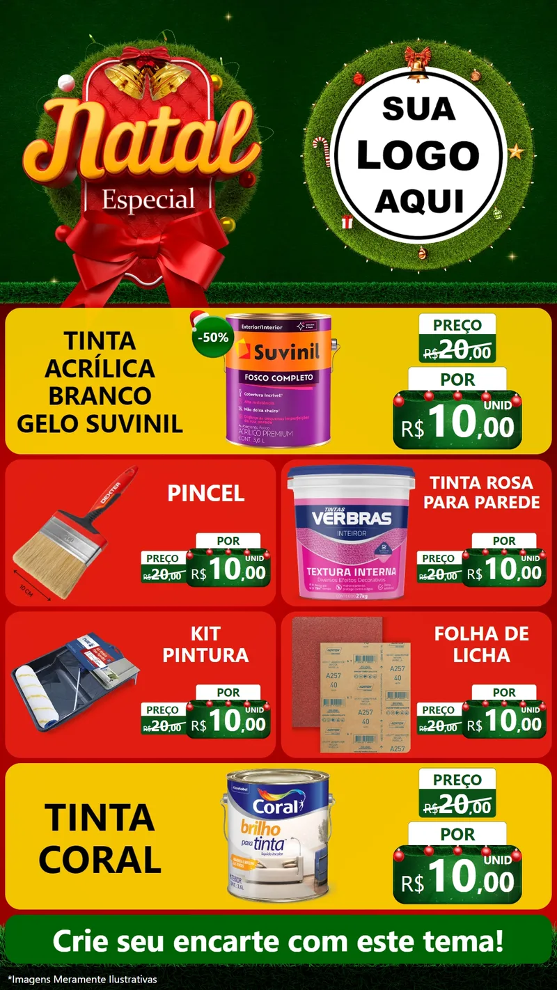 Modelo de TV para TV Vertical com o tema Natal Especial para Tintas e Ferramentas