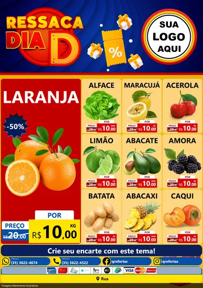Modelo de Encarte para Encarte A4 Vertical com o tema Ressaca Dia D para Hortifrúti
