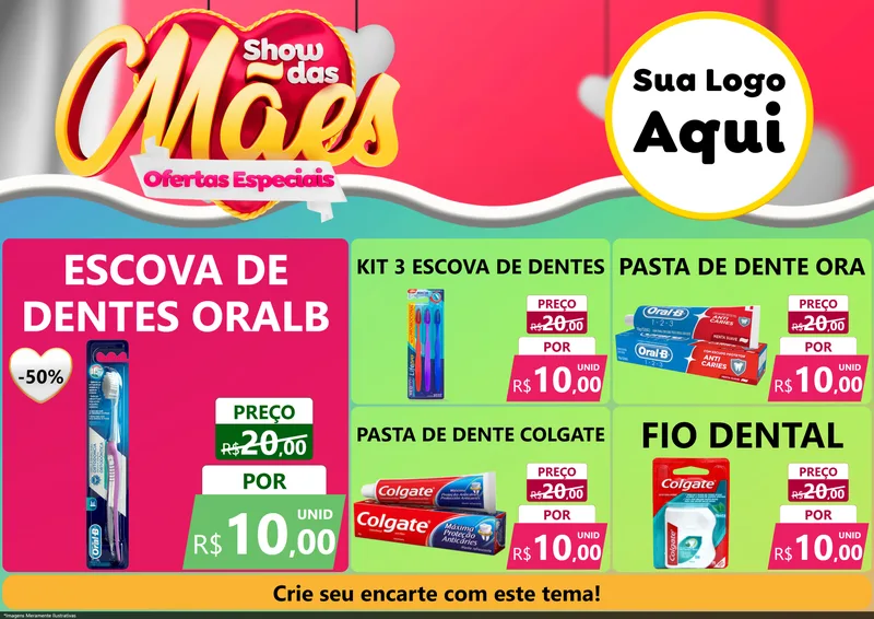 Modelo de Encarte para Encarte A4 Horizontal com o tema Show das Mães - Ofertas Especiais para Higiene Pessoal