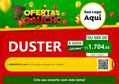 Modelo de Cartaz para Cartaz A4 Horizontal com o tema Ofertas Semana Do Gaúcho para Concessionaria de Carros