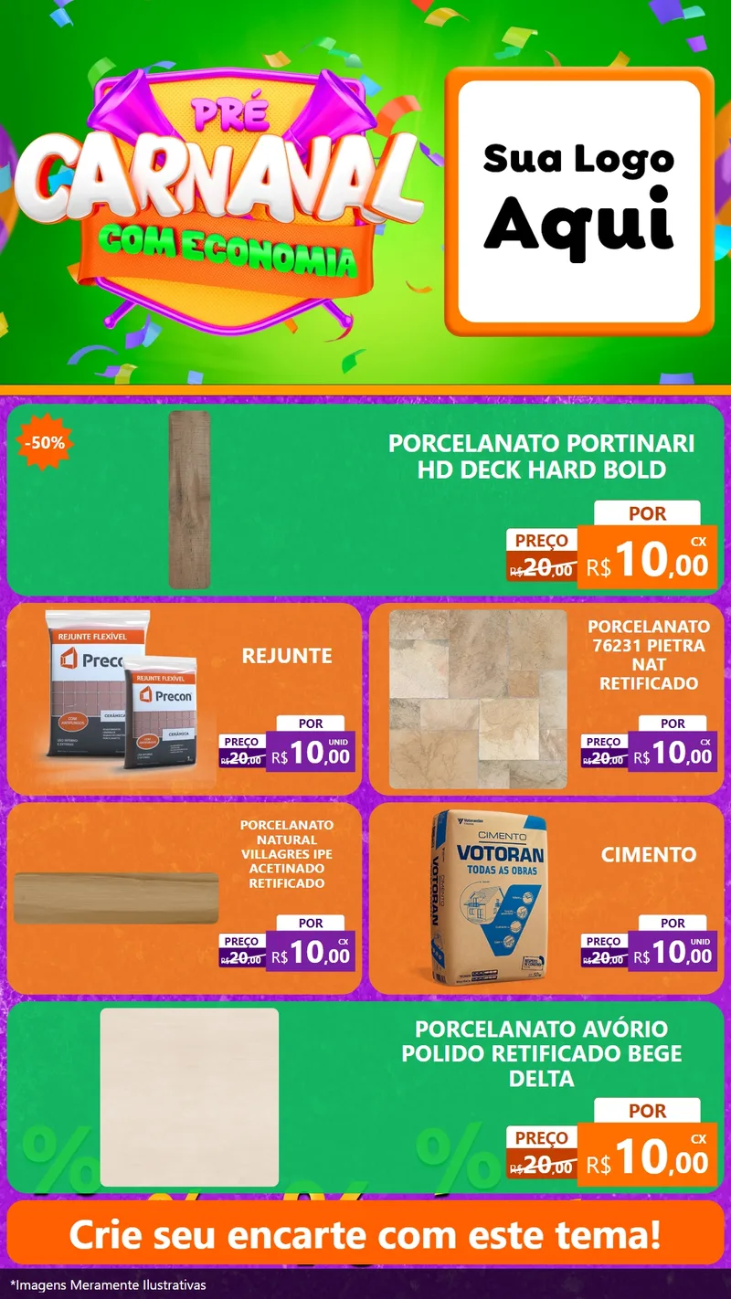 Modelo de TV para TV Vertical com o tema Pré-Carnaval Com Economia para Pisos e revestimentos