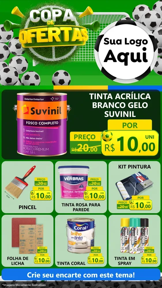 Modelo de Rede Social para Stories com o tema Copa De Ofertas para Tintas e Ferramentas