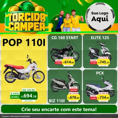 Modelo de Rede Social para Feed Facebook com o tema Torcida Campeã - Copa para Concessionaria de Motos