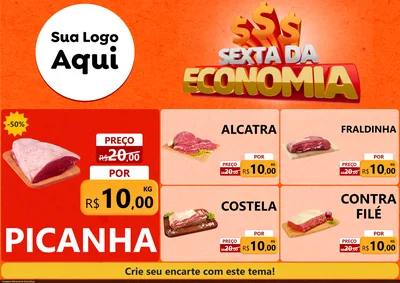 Modelo de Encarte para Encarte A4 Horizontal com o tema Sexta da Economia para Açougue