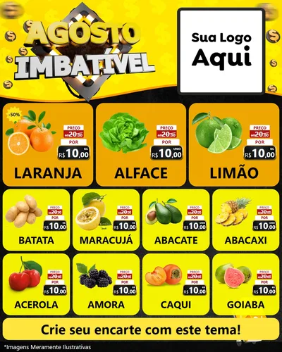 Modelo de Rede Social para Feed Instagram com o tema Agosto Imbatível para Hortifrúti