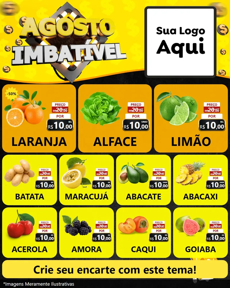 Modelo de Rede Social para Feed Instagram com o tema Agosto Imbatível para Hortifrúti