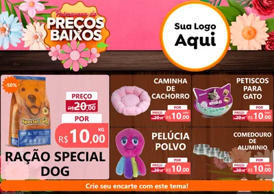 Modelo de Encarte para Encarte A4 Horizontal com o tema Primavera de Preços Baixos para Pet Shop