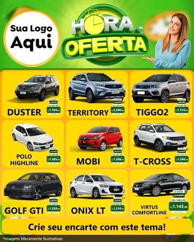 Modelo de Rede Social para Feed Instagram com o tema Hora da Oferta para Concessionaria de Carros
