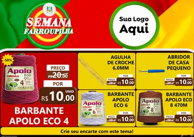 Modelo de Encarte para Encarte A4 Horizontal com o tema Semana Farroupilha para Armarinho e Aviamentos