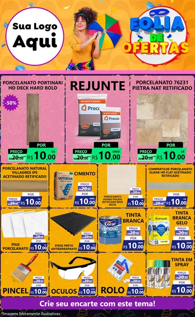 Modelo de Encarte para Encarte Grande com o tema Folia de Ofertas para Pisos e revestimentos