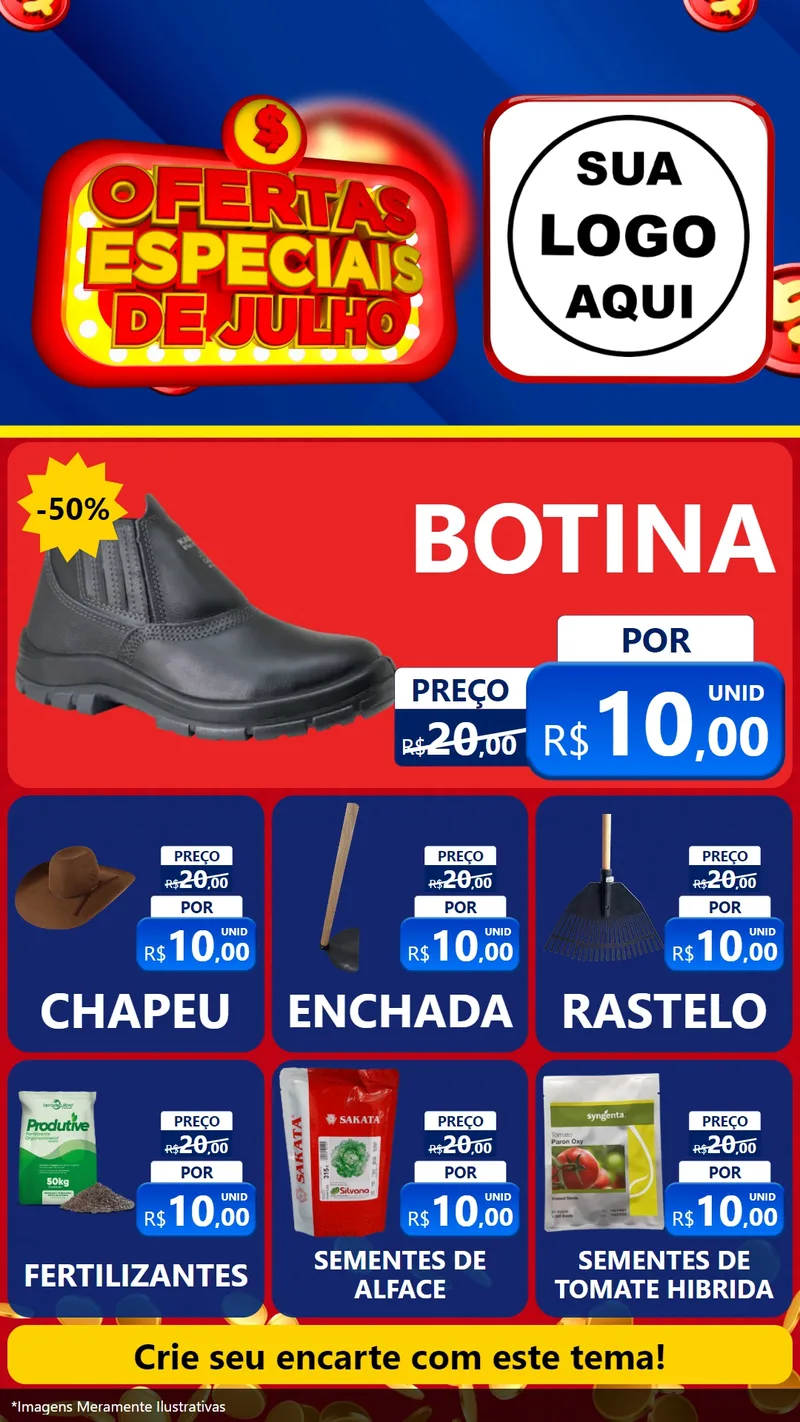 Modelo de Rede Social para Stories com o tema Ofertas Especiais de Julho para Agropecuária