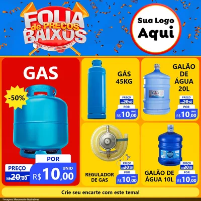 Modelo de Rede Social para Feed Facebook com o tema Folia de Preços Baixos para Água e gás