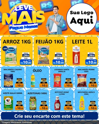 Modelo de Rede Social para Feed Instagram com o tema Leve Mais, Pague Menos para Supermercado