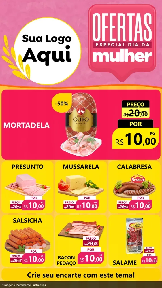 Modelo de Rede Social para Stories com o tema Ofertas - Especial Dia Das Mulheres para Frios e Laticínios