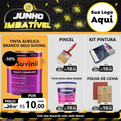 Modelo de Rede Social para Feed Facebook com o tema Junho Imbatível para Tintas e Ferramentas