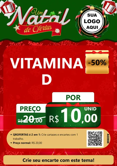 Modelo de Cartaz para Cartaz A4 Vertical com o tema Um Natal de Ofertas para Farmácia