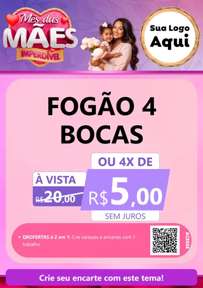 Modelo de Cartaz para Cartaz A4 Vertical com o tema Mês das Mães Imperdível para Móveis e Eletro