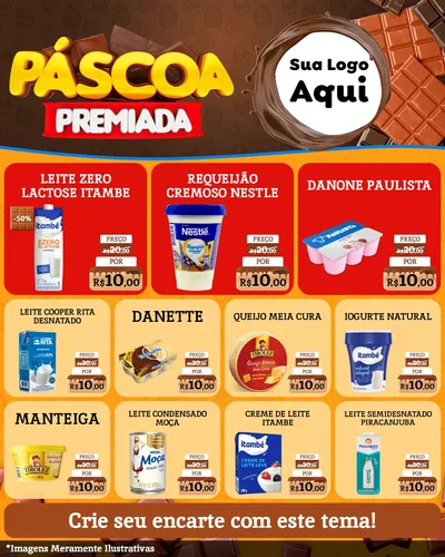 Modelo de Rede Social para Feed Instagram com o tema Páscoa Premiada para Frios e Laticínios