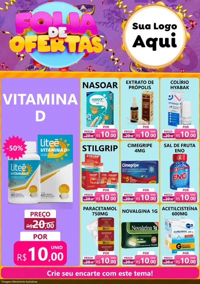 Modelo de Encarte para Encarte A4 Vertical com o tema Folia de Ofertas para Farmácia