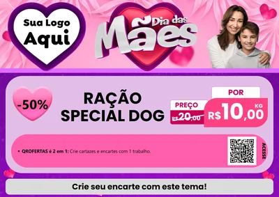 Modelo de Cartaz para Cartaz A4 Horizontal com o tema Dia das Mães para Pet Shop