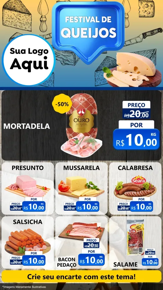 Modelo de Rede Social para Stories com o tema Festival de Queijos para Frios e Laticínios