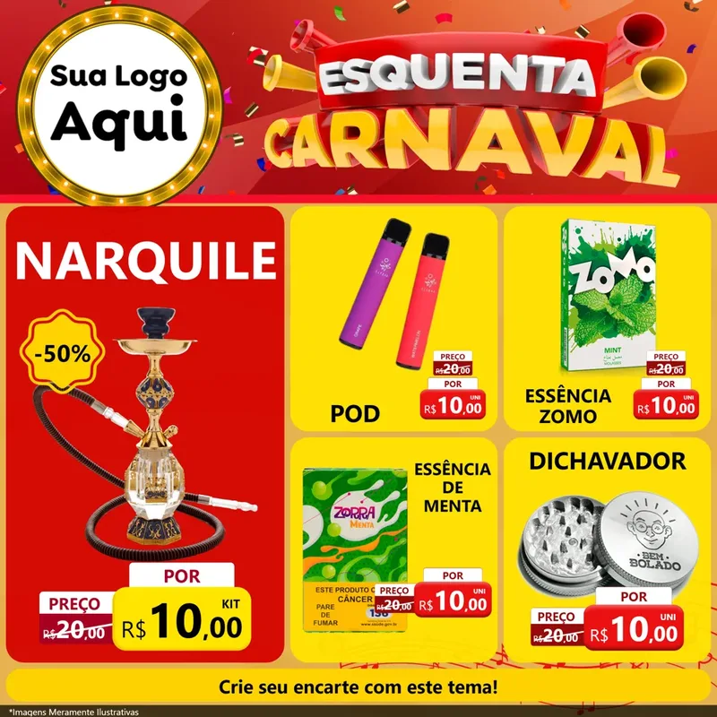 Modelo de Rede Social para Feed Facebook com o tema Esquenta Carnaval para Tabacaria