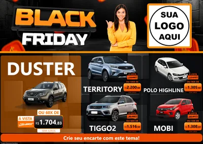 Modelo de Encarte para Encarte A4 Horizontal com o tema Black Friday para Concessionaria de Carros