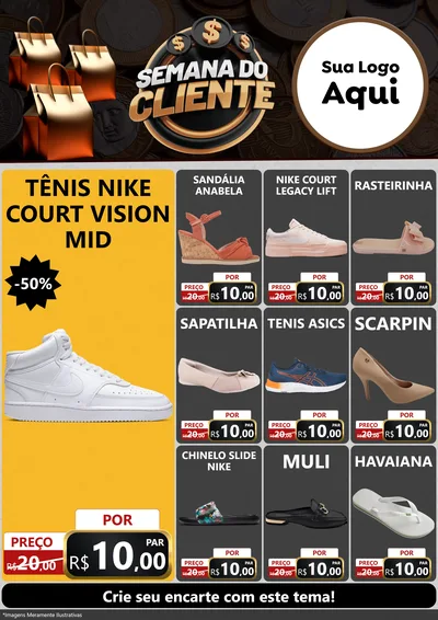 Modelo de Encarte para Encarte A4 Vertical com o tema Semana do Cliente para Calçados