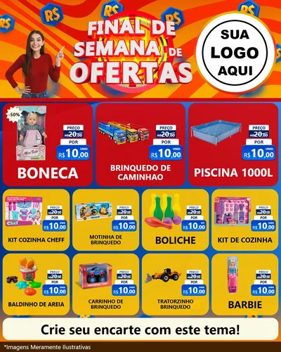 Modelo de Rede Social para Feed Instagram com o tema Final de Semana de Ofertas para Brinquedos