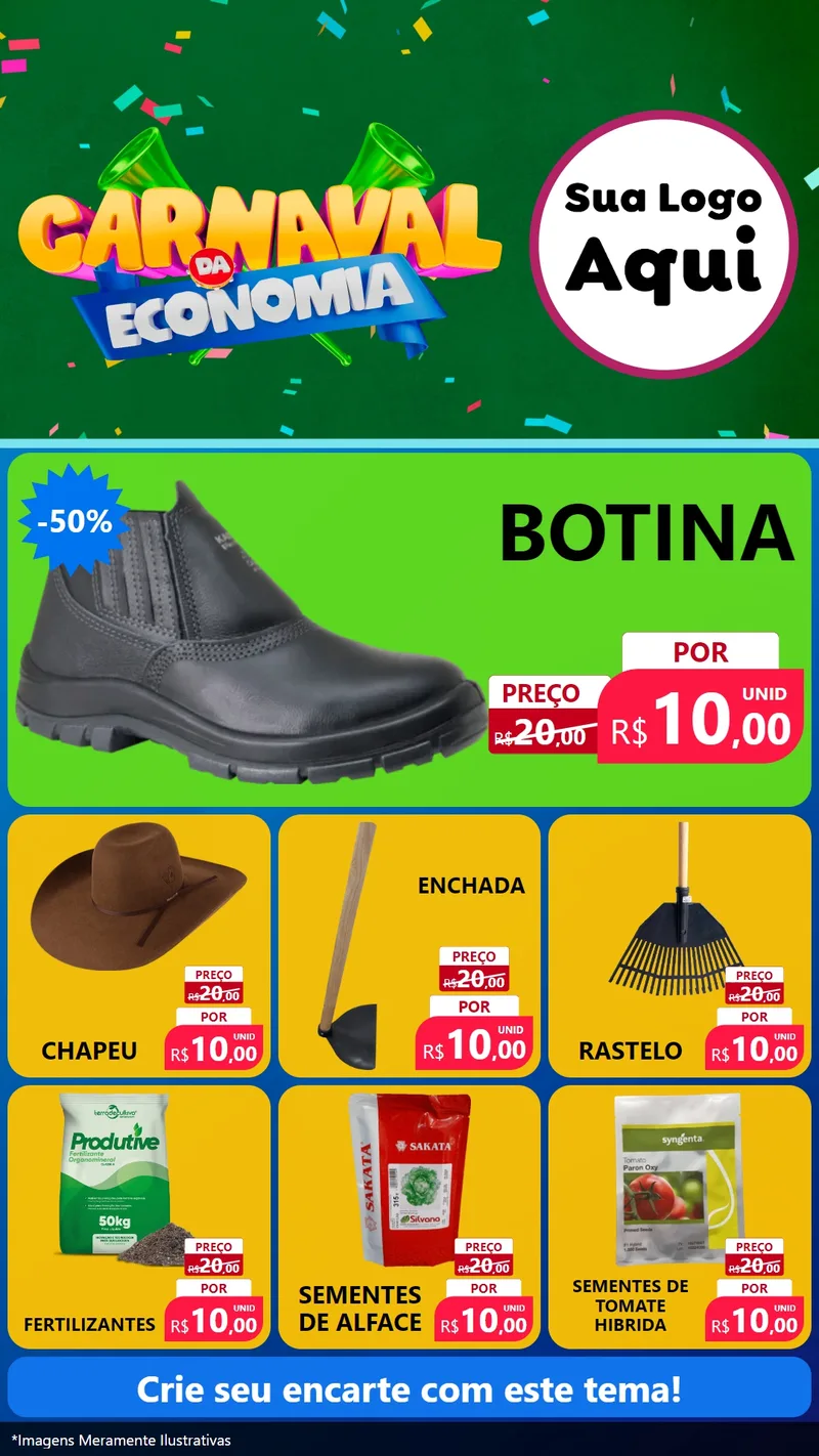Modelo de Rede Social para Stories com o tema Carnaval da Economia para Agropecuária