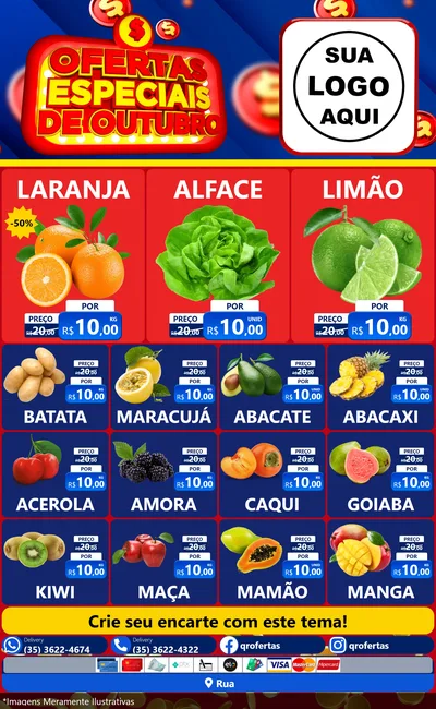 Modelo de Encarte para Encarte Grande com o tema Ofertas Especiais de Outubro para Hortifrúti