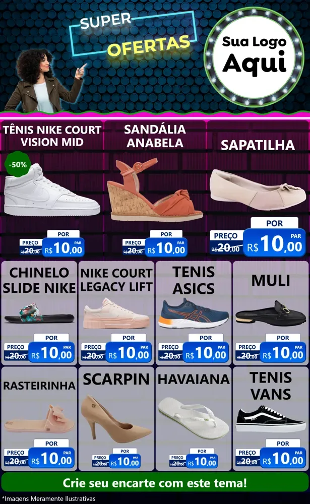 Modelo de Encarte para Encarte Grande com o tema Super Ofertas para Calçados