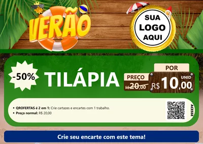 Modelo de Cartaz para Cartaz A4 Horizontal com o tema Verão para Peixaria