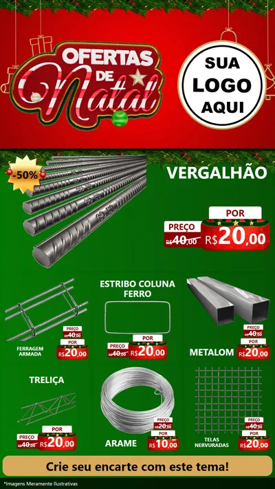 Modelo de Rede Social para Stories com o tema Ofertas de Natal para Ferragens