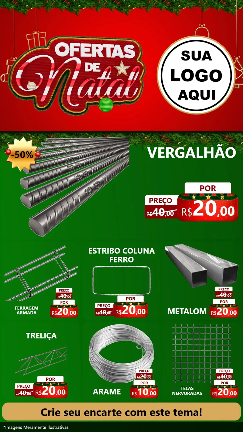 Modelo de Rede Social para Stories com o tema Ofertas de Natal para Ferragens