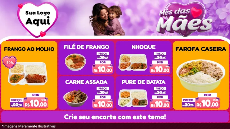 Modelo de TV para TV Horizontal com o tema Mês das Mães para Restaurante
