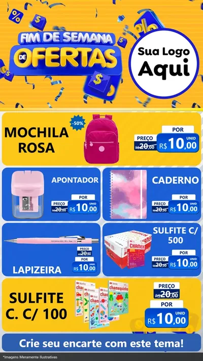 Modelo de TV para TV Vertical com o tema Fim de Semana de Ofertas para Papelaria