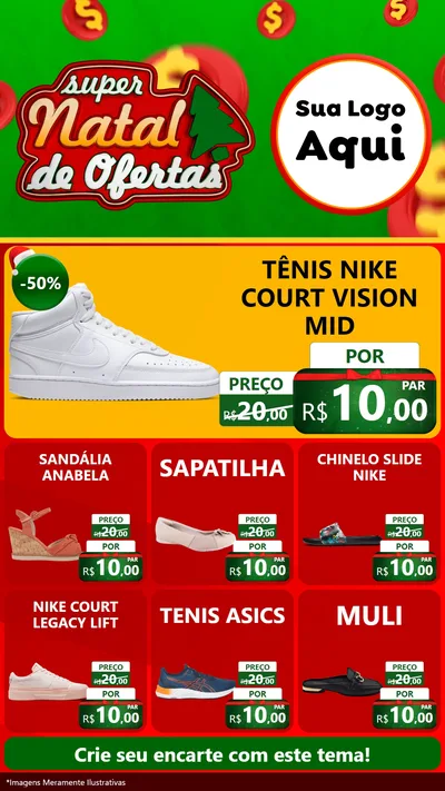 Modelo de Rede Social para Stories com o tema Super Natal de Ofertas para Calçados