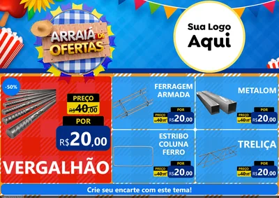 Modelo de Encarte para Encarte A4 Horizontal com o tema Arraiá de Ofertas para Ferragens