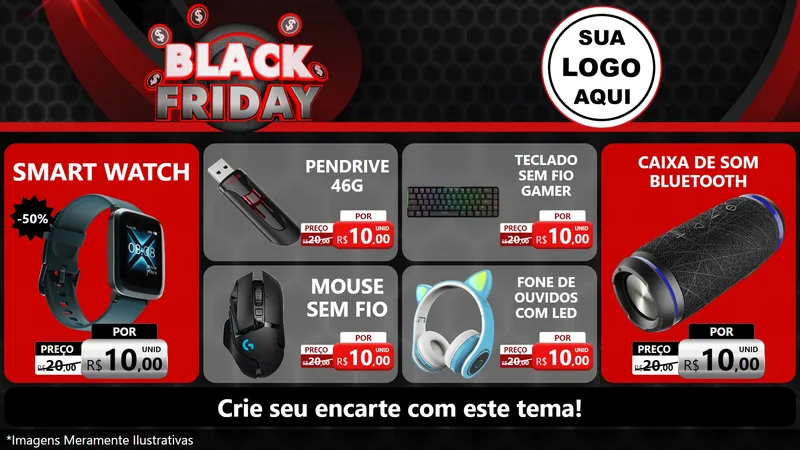 Modelo de TV para TV Horizontal com o tema Black Friday para Informática