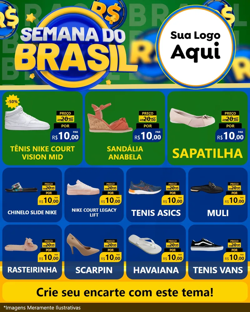 Modelo de Rede Social para Feed Instagram com o tema Semana Do Brasil para Calçados