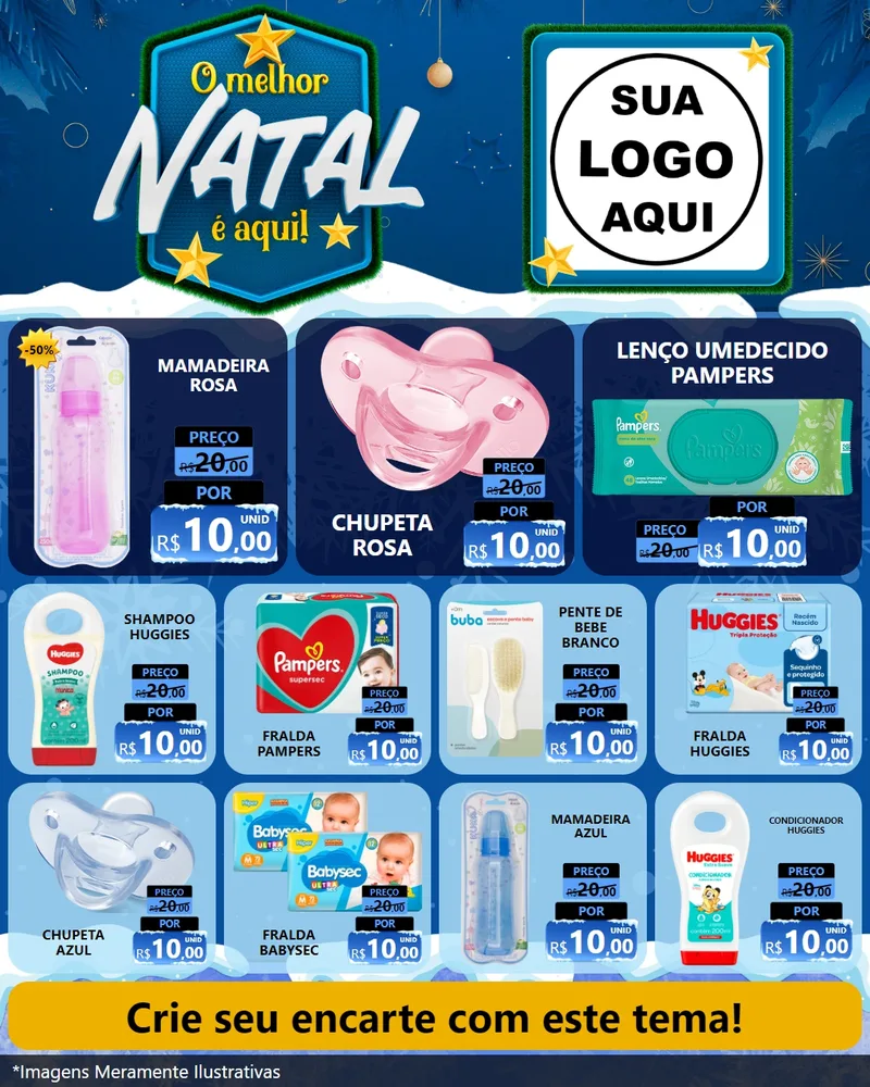 Modelo de Rede Social para Feed Instagram com o tema O Melhor Natal É Aqui! para Bebês