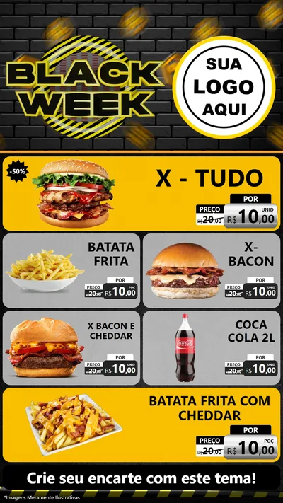 Modelo de TV para TV Vertical com o tema Black Week para Hamburgueria